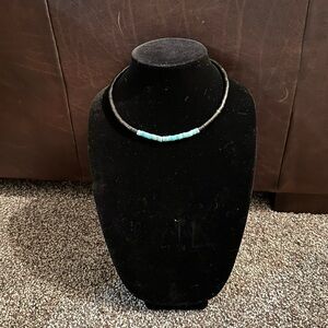 Handmade Turquoise, Jet & Sterling Silver Necklace very chic